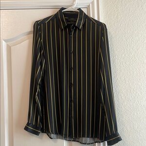 Zara Black and Gold Casual Button Down Shirt